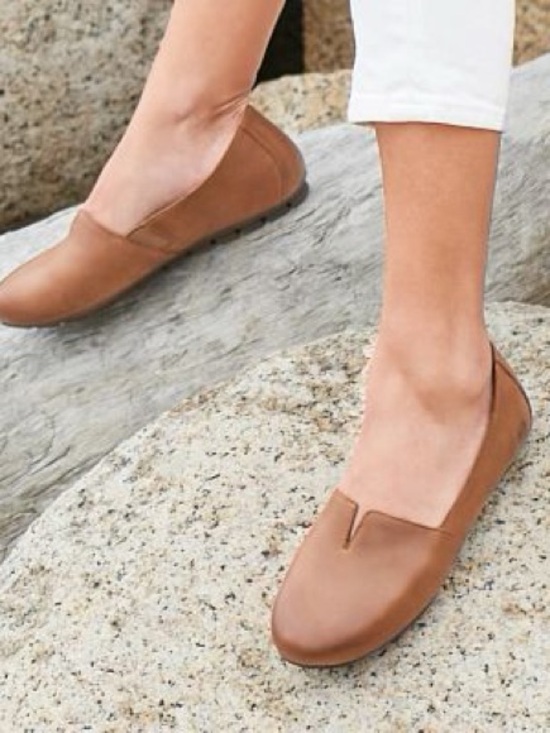 Born Shoes - Born Sebra Leather Slip-On Loafers | Tan Brown Comfort Flats | Casual